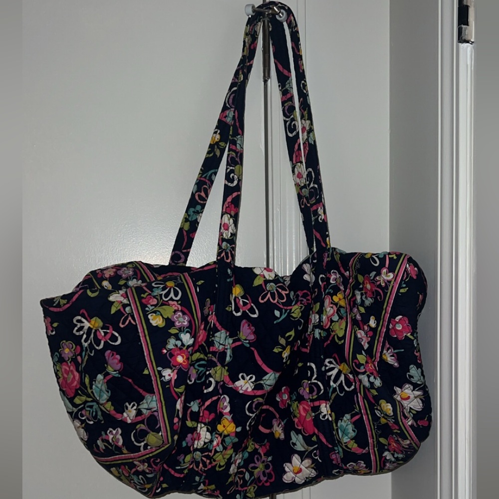 Vera Bradley Ribbons Cancer Large Duffel Luggage Shoulder Tote Bag